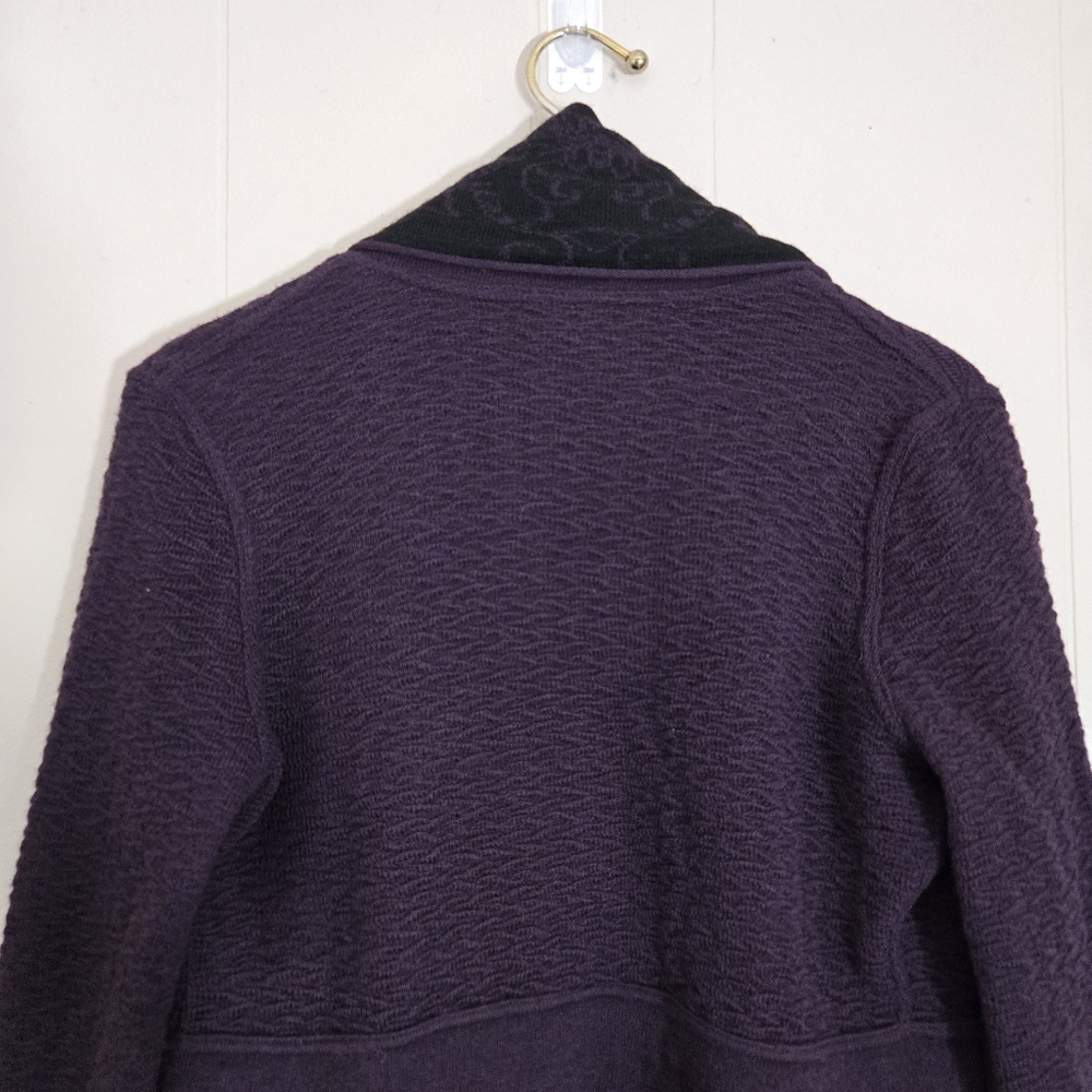 Simply Natural Fantasia Alpaca Blend Open Front Cardigan Shawl Collar Embroidery - Picture 6 of 12
